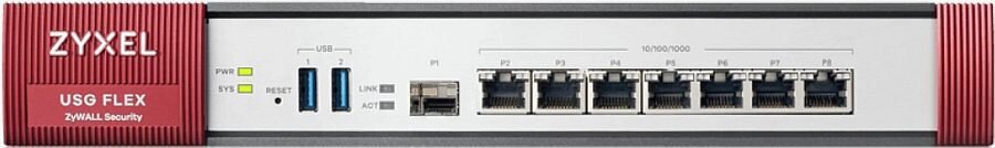 Межсетевой экран/ ZYXEL ZyWALL USG FLEX 500 firewall with 1 year subscription set (AS, AV, CF, IDP), Rack, 7 configu