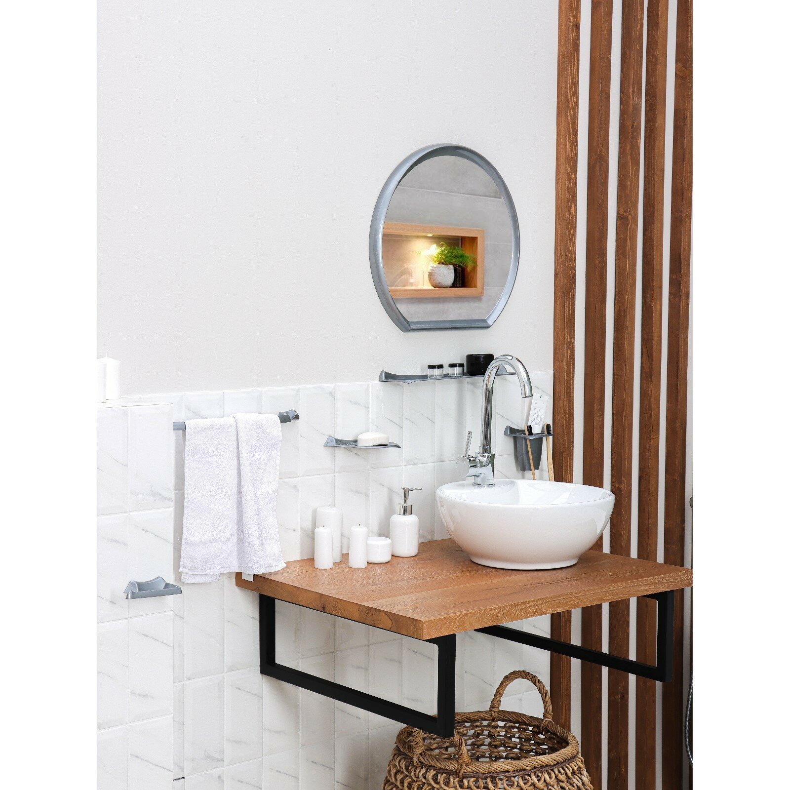 Набор для ванной комнаты Verona, цвет металлик - фотография № 11