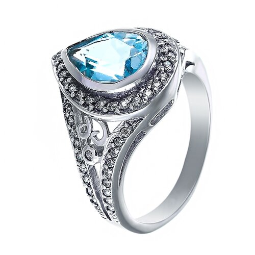 фото Element47 кольцо из серебра 925 пробы с топазом и кубическим цирконием ppr0001575_ko_bt_001_wg, размер 17