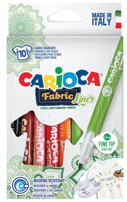 Carioca Набор фломастеров Fabric Liner (40909), 10 шт.