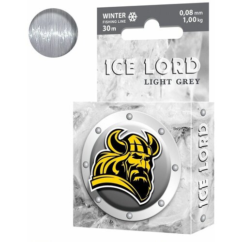 Леска зимняя для рыбалки AQUA Ice Lord Light Grey 0,08mm 30m, цвет - светло-серый, test - 1,00kg ( 1 штука )