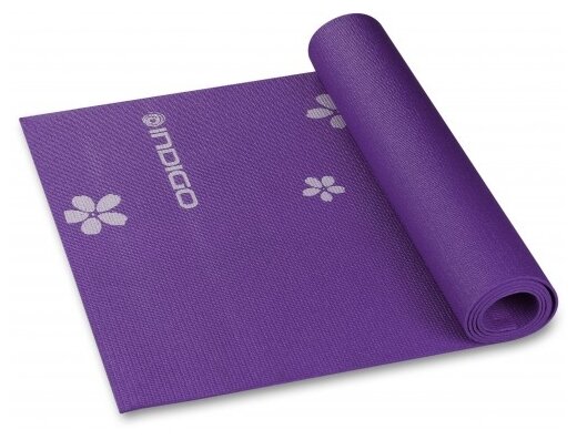 Коврик для йоги и фитнеса INDIGO PVC с рисунком Цветы 173*61*0,3 см
