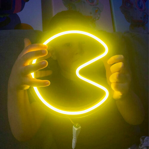 Неоновая вывеска для дома / Неоновый светильник "Pac-Man", 19x19 см, с диммером