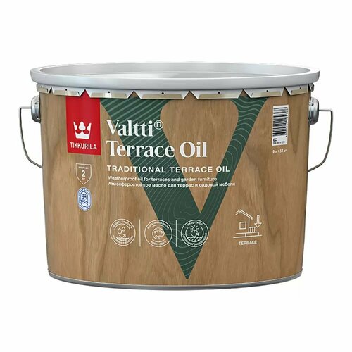 TIKKURILA VALTTI TERRACE OIL масло для терасс, бесцветное (9л) масло для террас tikkurila valtti terrace oil ec 0 9л бесцветное арт 700010363