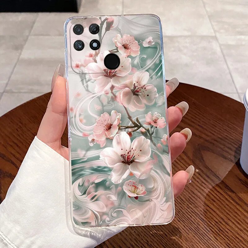Чехол Realme Narzo 50A RMX3430, силикон, цветы