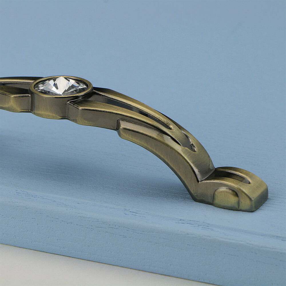 Ручка-скоба мебельная CRL23 с кристаллами C=128 мм бронза - фотография № 5