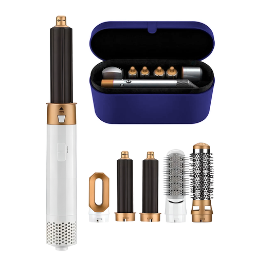 Стайлер для волос фен 5в1 с кейсом плойка выпрямитель фен с насадками для волос для укладки фен стайлер белый золотой 169000₽