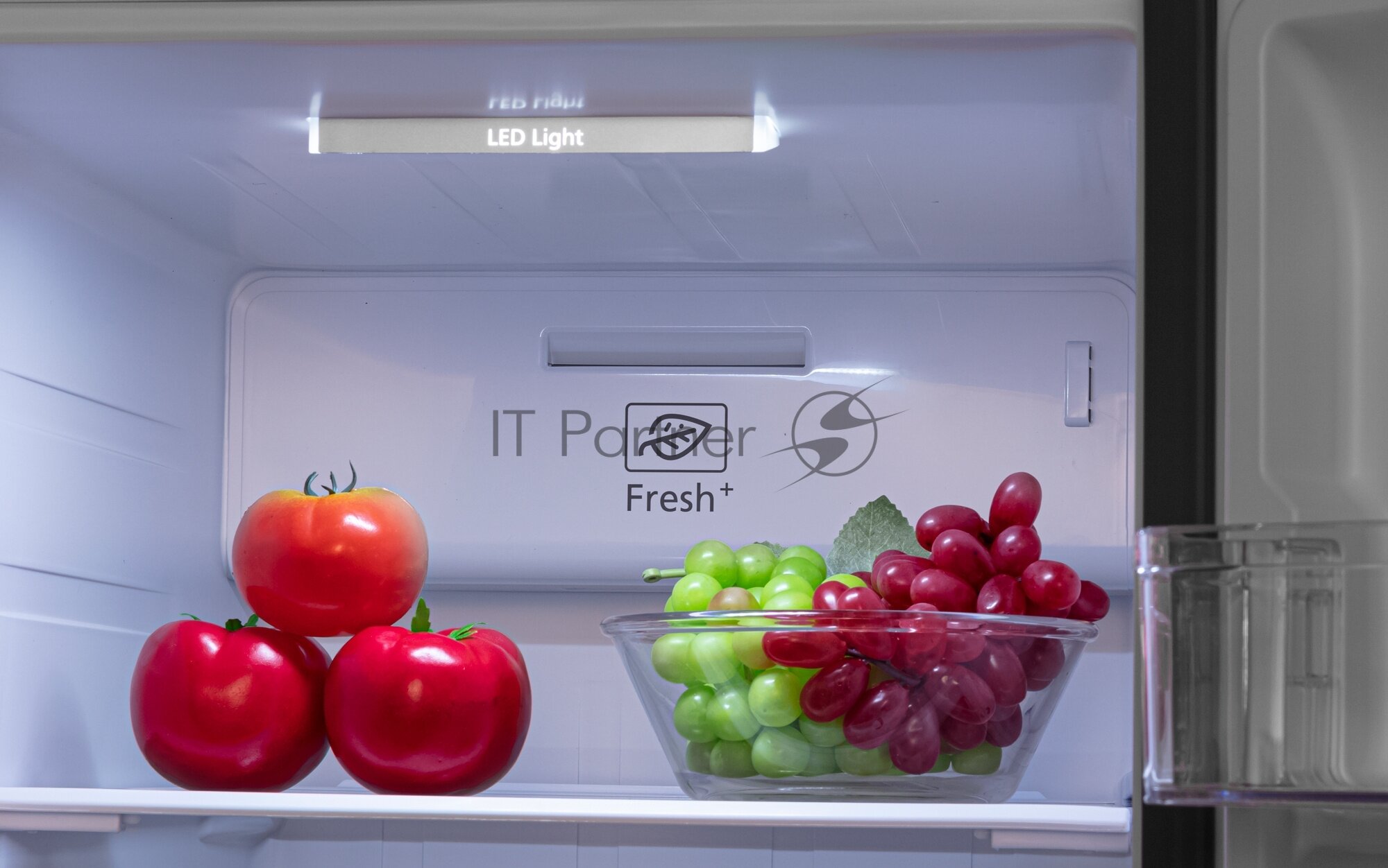 Холодильник HYUNDAI CS5003F, двухкамерный, белое стекло - фото №5