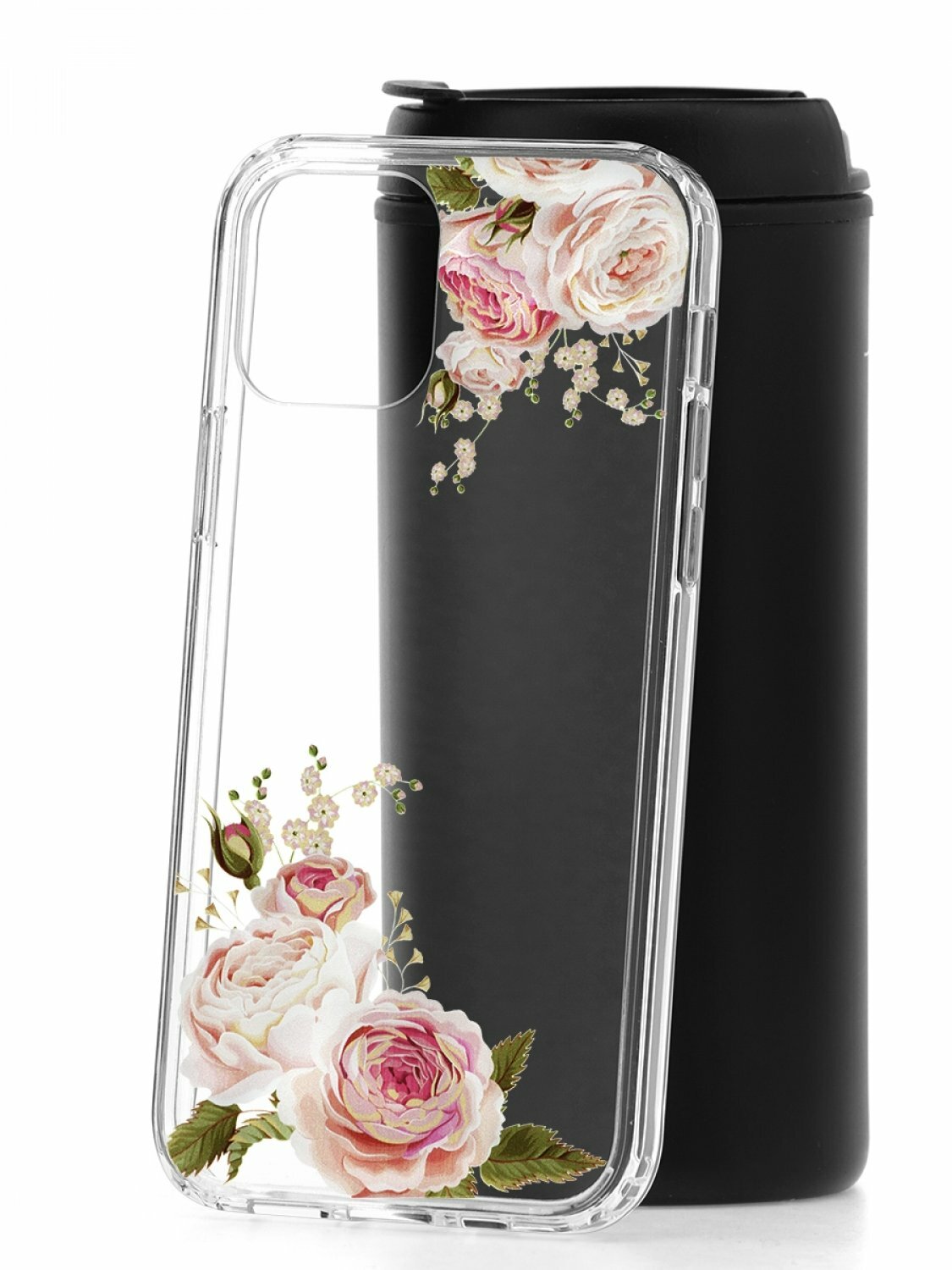 Противоударный чехол для Apple iPhone 12, iPhone 12 Pro КRUЧЕ Flowers Rose, силиконовый защитный бампер, пластиковый кейс, накладка с защитой камеры