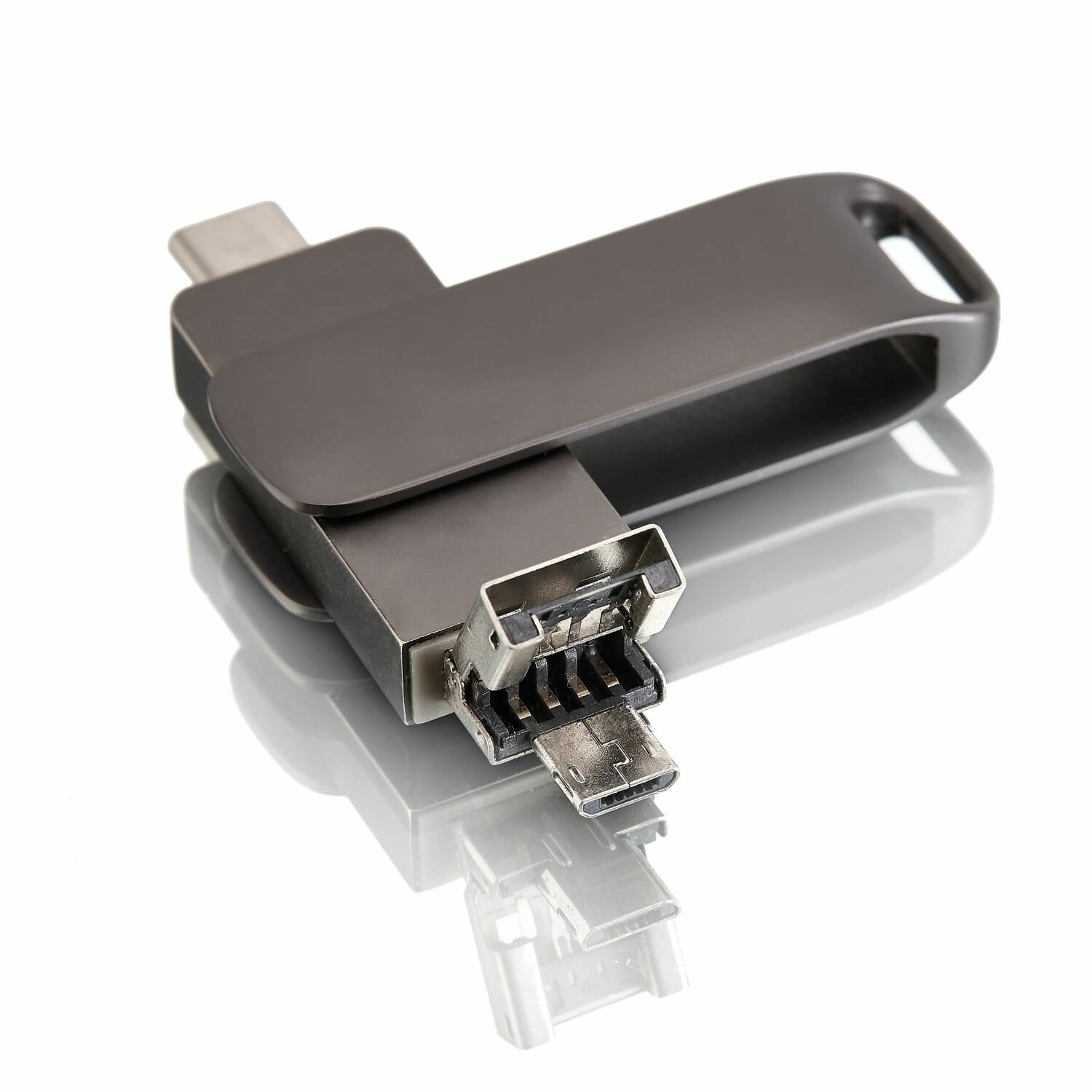 USB флешка, USB flash-накопитель, Флешка Ultra 3 в 1 (USB + micro USB + Type-C), 16 ГБ, тёмно-серая, арт. F38 5шт