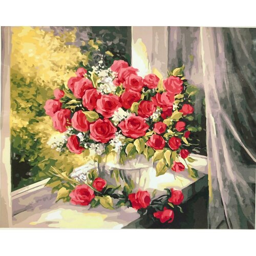 Картина по номерам Paintboy 40х50 см Букет из роз холст на подрамнике картина по номерам paintboy gx 37752 букет тюльпанов 40х50 см