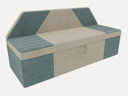 Изображение товара Artum Кухонный прямой диван Дуглас велюр бежевый бирюза