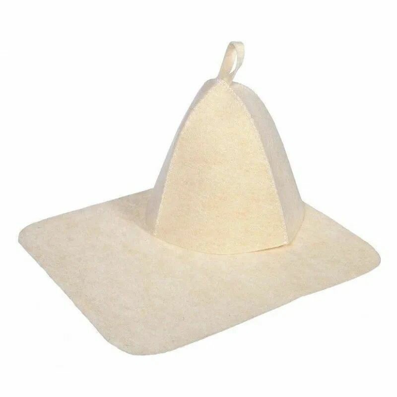 Набор для бани 2пр  шапка коврик Classic white   арт  13207  Бацькина баня 