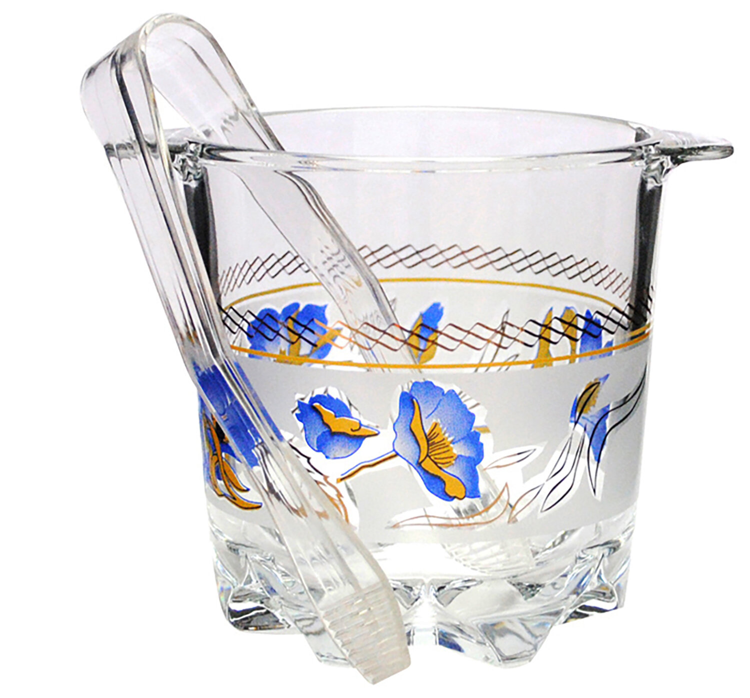 Ведро для льда, ведерко с щипцами для алкоголя / для напитков 700 мл. - 1 шт. прозрачно-синее