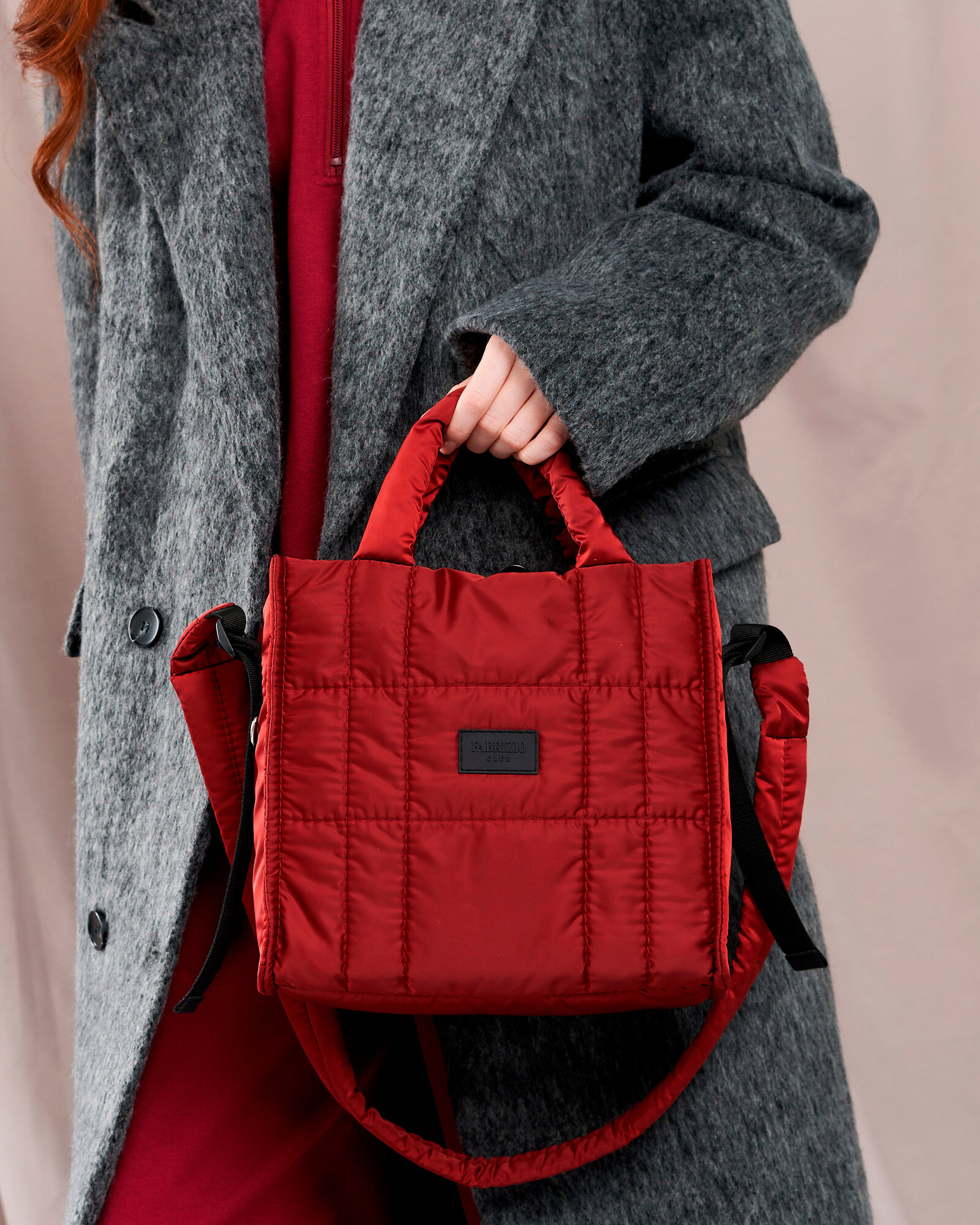 Сумка кросс-боди FABRIZIO CLUB, фактура гладкая, матовая, стеганая, красный — фото 1