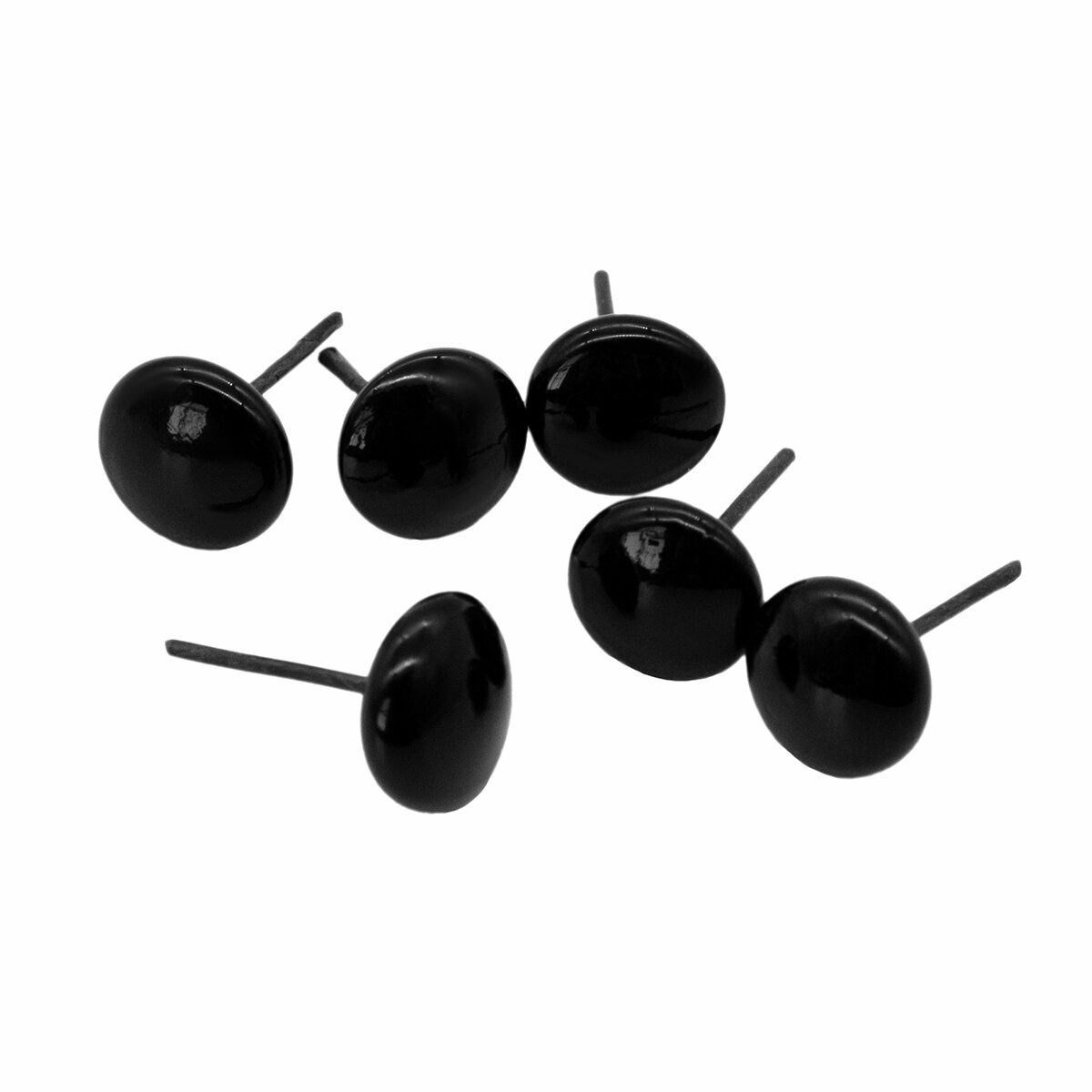 25536 Глазки для игрушек 9 мм на металлической ножке, цвет чёрный, 6 шт