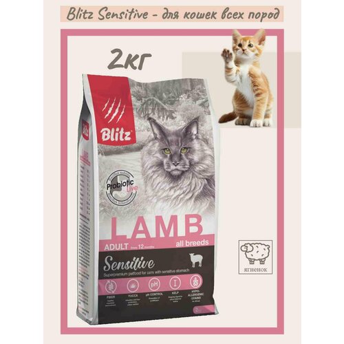 Blitz Sensitive Lamb Adult Cats 2кг Корм для кошек с ягненком (6шт/уп)