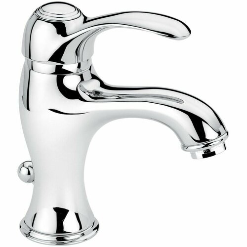 Смеситель однорычажный Emmevi Harmony, излив 11 см, с донным клапаном, белый-золото, 22003/BO