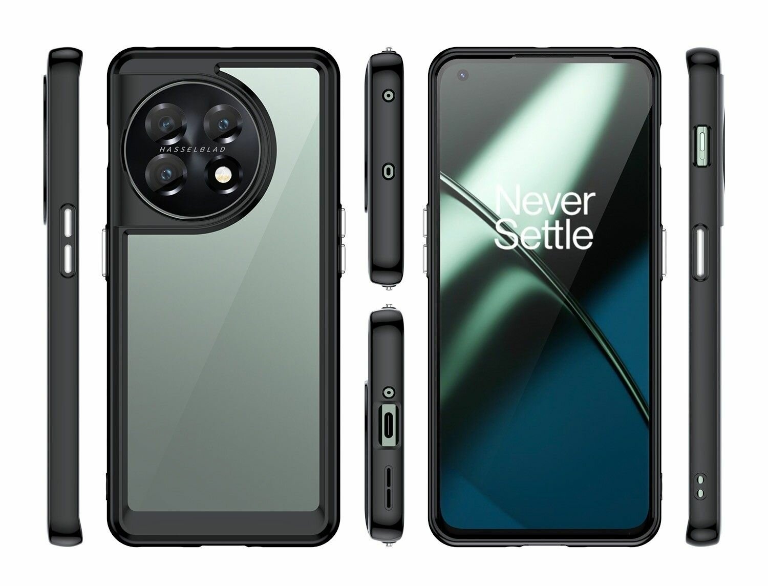 Чехол OnePlus 11 пластиковый с силиконовой окантовкой чёрный — фото 1