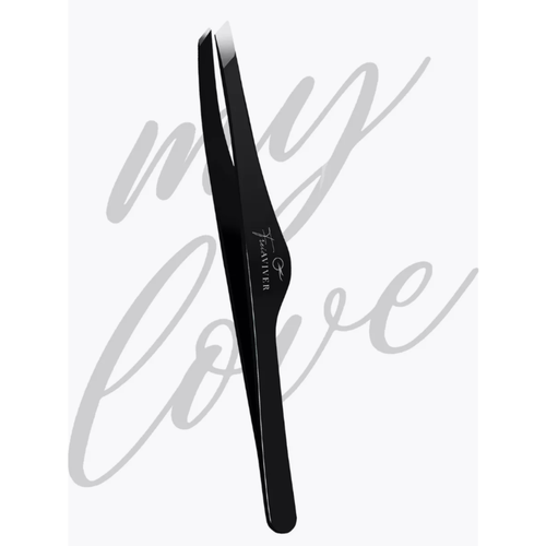 Пинцет для коррекции бровей FreiAVIVER скошенный, ручная заточка, цвет черный матовый