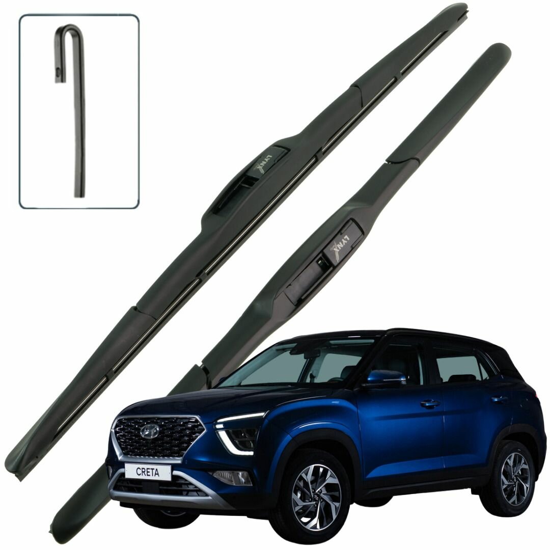 Дворники Hyundai Creta (2) SU2 / Хендай Крета СУ2 2020 / 2021 / 2022 Щетки стеклоочистителя гибридные ОЕМ для автомобиля LYNXauto к-т 2шт, 600мм-450мм