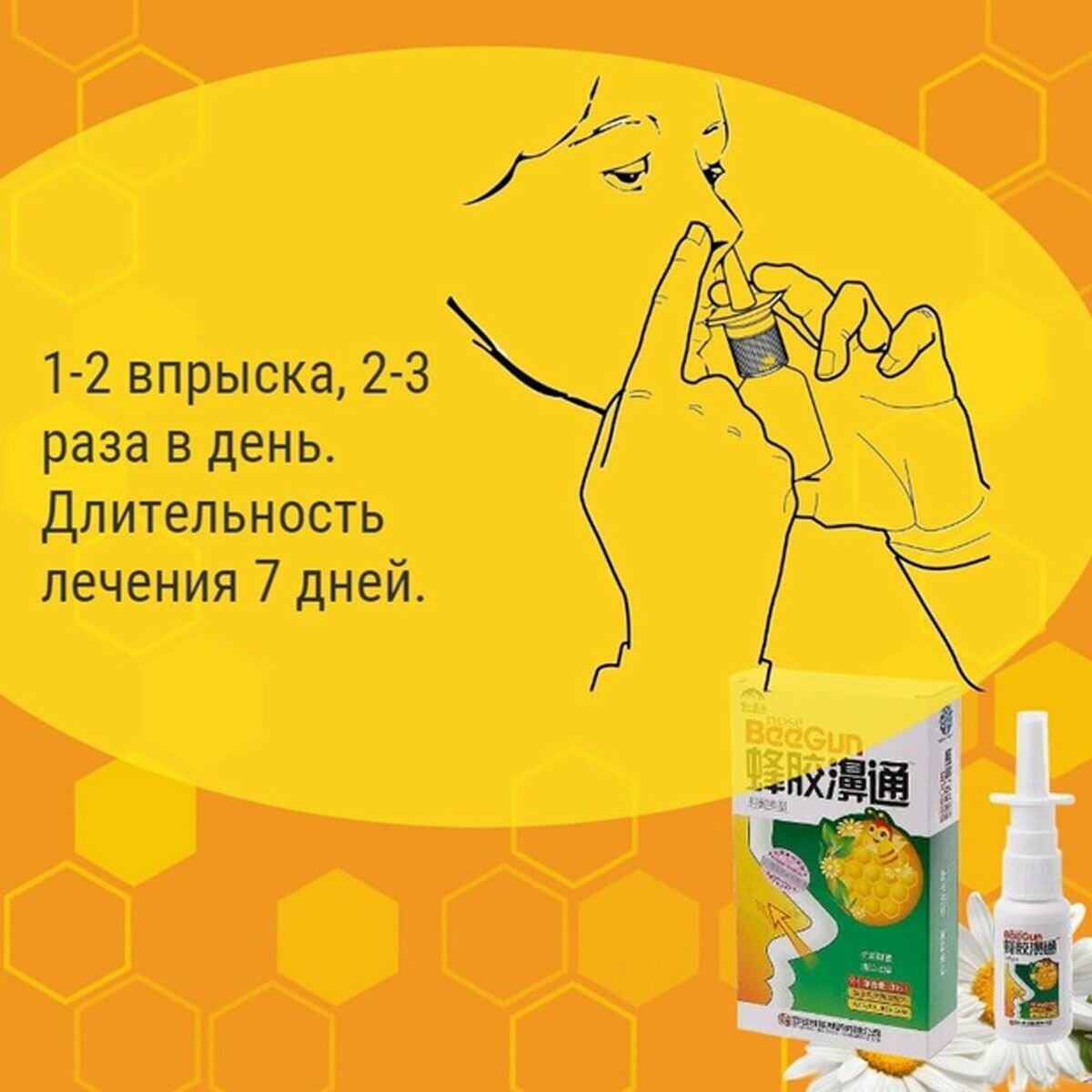 Лекарства От Аллергического Насморка Спрей для носа с пчелиным прополисом Bee Gun, от насморка, аллергии, гайморита, синусита, 20 мл.