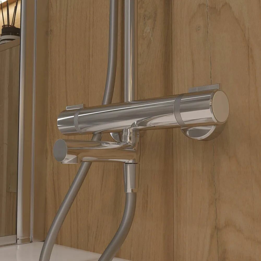 Душевая система с тропическим душем и смесителем Jacob Delafon Atom E26237-CP термостат — фото 1