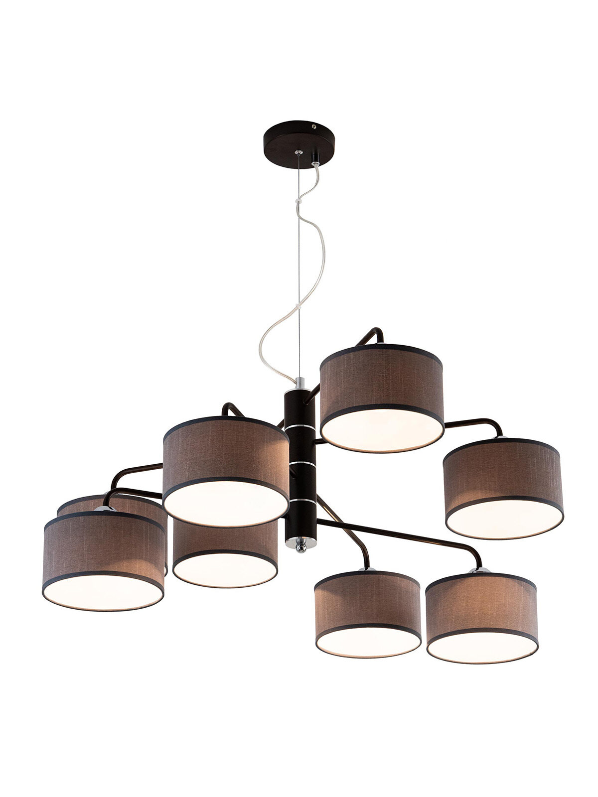 Подвесная люстра Citilux Форма CL428281 современный стиль венге 8 рожков цилиндрические абажуры E27 60 Вт