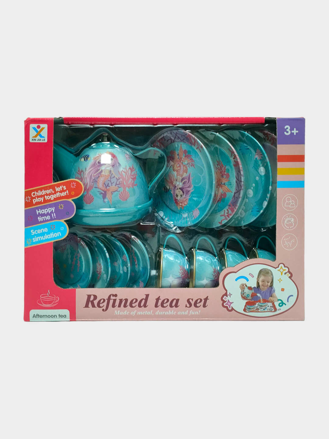 Металлический чайный набор для девочек, Морская русалка, Ролевые игры, Развивающие игрушки 3+ Код. 14307 — фото 1
