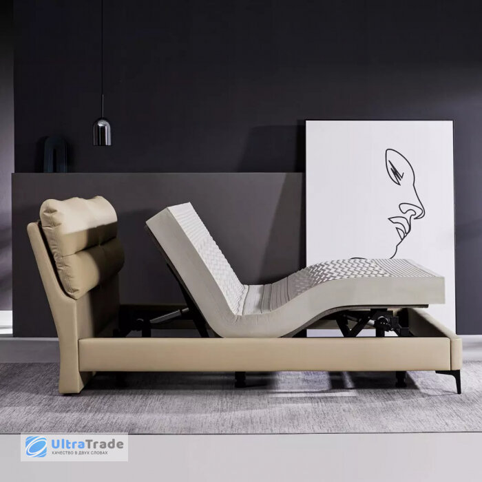 Изображение Умная двуспальная кровать Xiaomi 8H Milan Smart Leather Electric Bed S-Pro 1.5 m Beige DT4 Pro (без матраса)