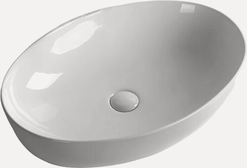 Изображение товара Накладная раковина Ceruttispa CR8023 61 накладная, без отверстия под смеситель, фарфоровая, овальная, раковина для ванной, белая, глянцевая