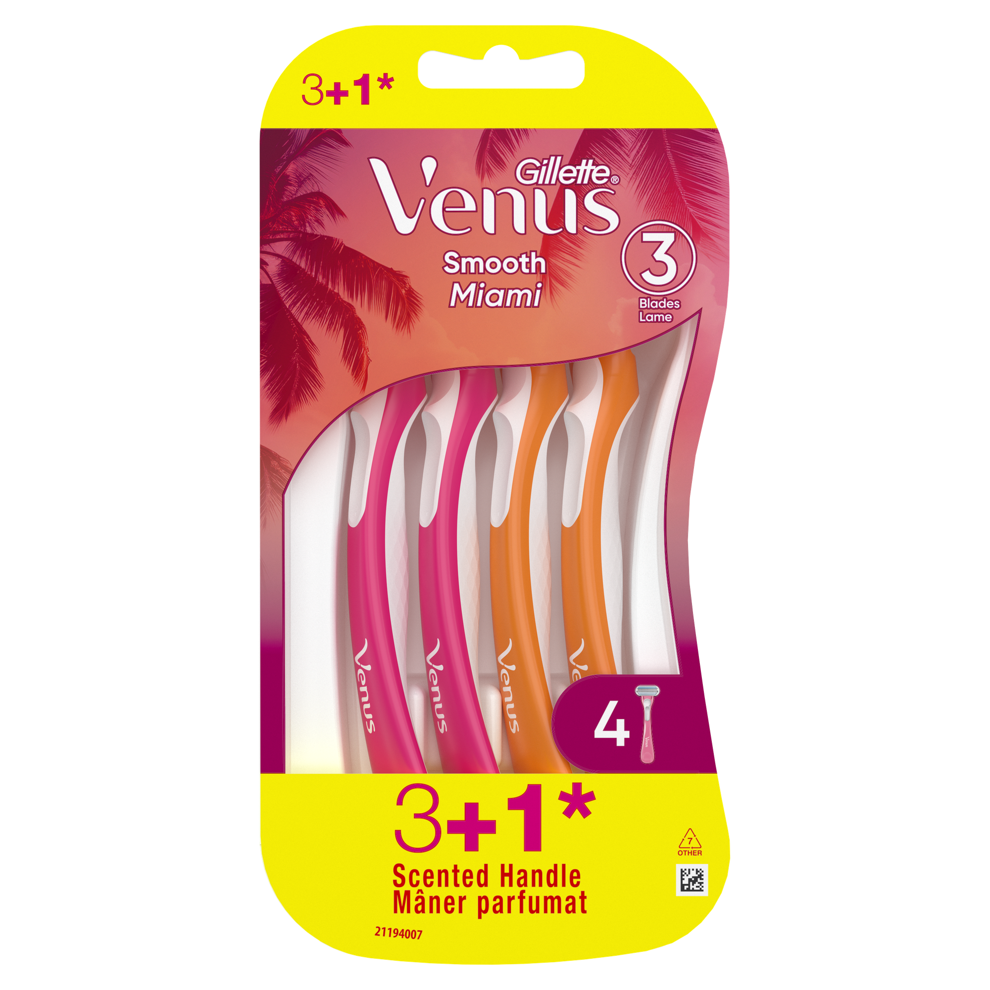 Gillette Venus Miami, Одноразовая бритва для женщин , 3+1 шт