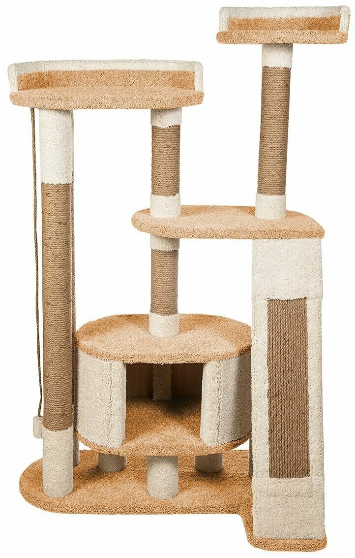 Игровой комплекс для кошек высокая когтеточка с домиком "Чемпион" персиковый - фотография № 13