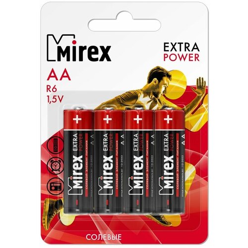 Батарейки солевая Mirex R6 / AA 1,5V 4 шт, ecopack