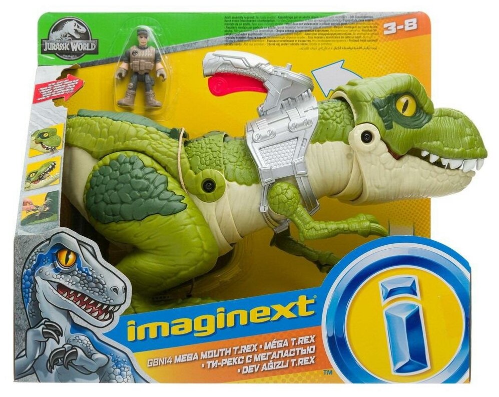 Фигурка Imaginext Большой динозавр тиранозавр Ти-Рекс 35х40 см Mattel Jurassic World GBN14