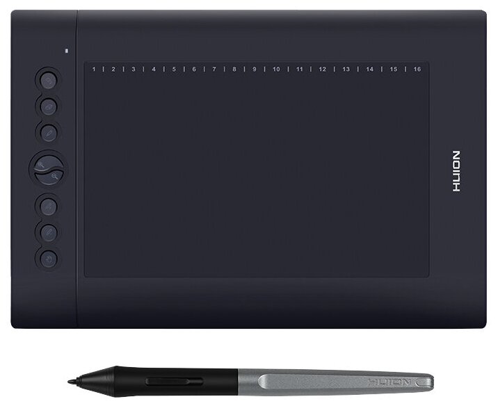 Графический планшет HUION H610 Pro V2 (254x158.8 мм раб., 8192ур., 5080lpi, 233PPS, выс. чуств. 10мм, 8 клавиш, Win/MacOS/Android)