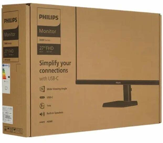 Монитор 27" Philips 27E1N3300A 1920x1080 75Гц IPS W-LED 16:9 4(1)ms HDMI 1xUSB-C/4xUSB 3.3 Mega Infinity DCR 1000:1 178/178 300cd Tilt Speakers Black (27E1N3300A/01) - фото №8