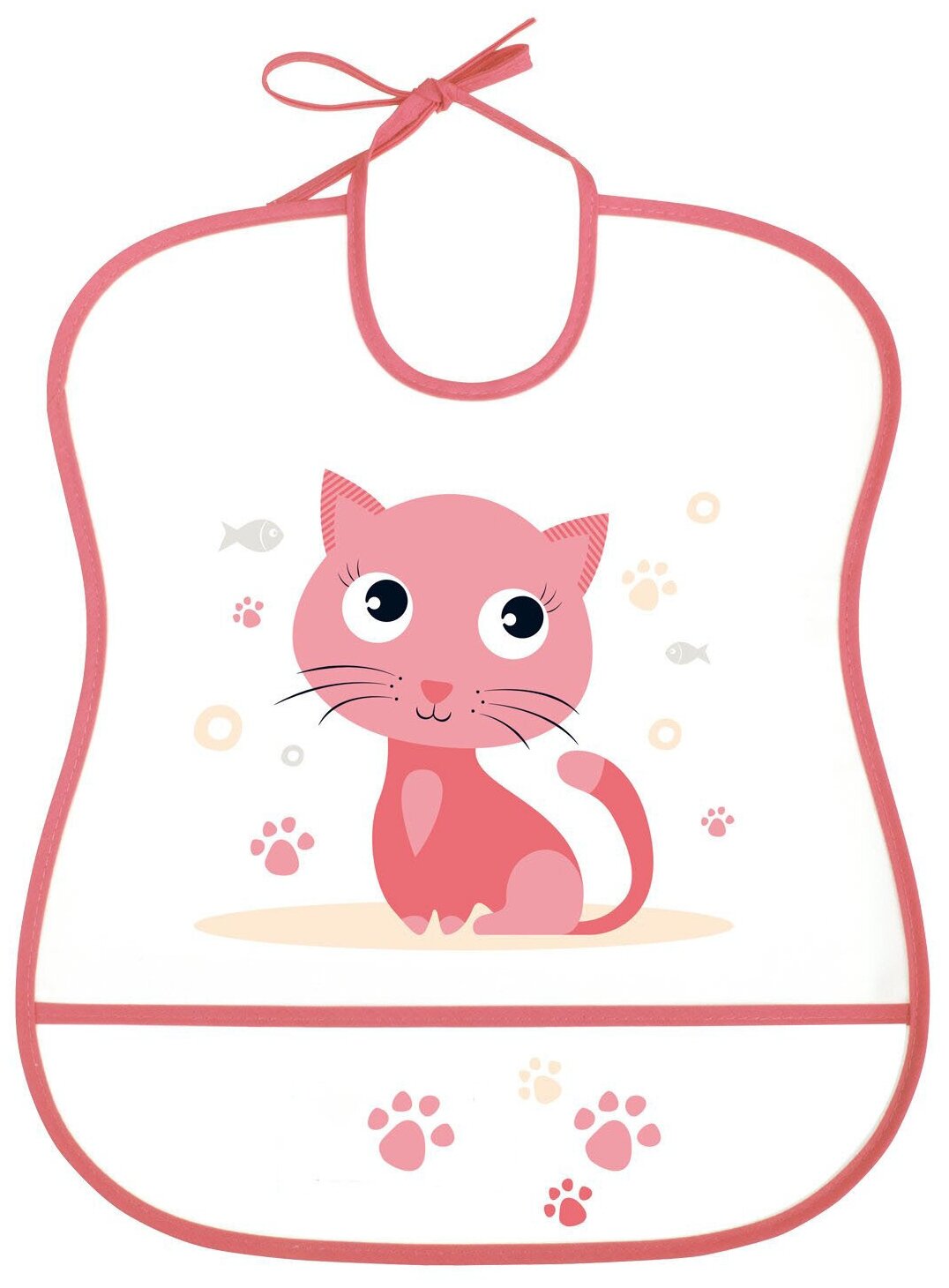 Canpol Babies Нагрудник Soft Plastic bib, розовый/кошка