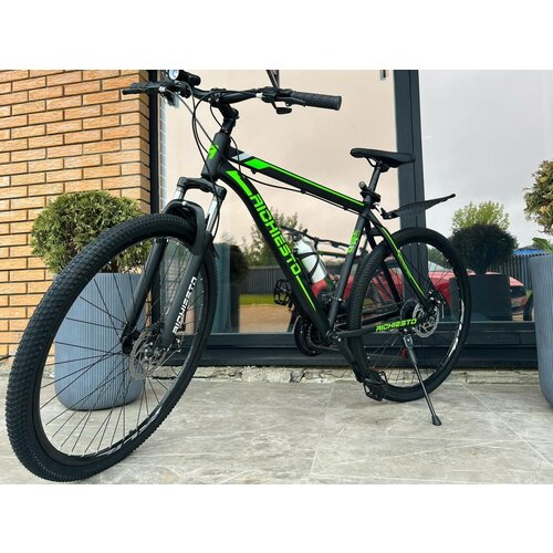 Велосипед алюминиевый горный Richiesto 29 колёса рама 21 чёрно-зеленый подростковыйвзрослыйженскиймужской 2525500₽