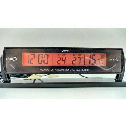 Часы автомобильные с термометром/вольтметром - арт. 3550 часы термометр автомобильные с подсветкой черный
