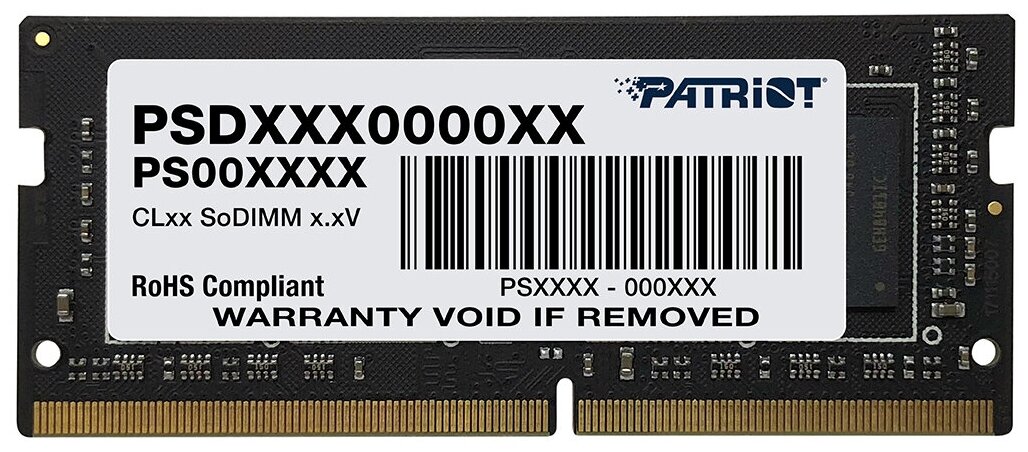 Память DDR4 8Gb 2666MHz Patriot PSD48G266681S RTL PC4-21300 CL19 SO-DIMM 260-pin 1.2В single rank