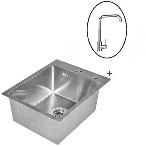 Комплект мойка для кухни из нержавеющей стали со смесителем WISENT WWS4050 (40х50см)