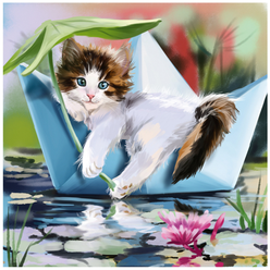 Алмазная мозаика вышивка Mazari "Котенок" 25 х 25 см картина холст | полная выкладка | кот кошка | котик | котята