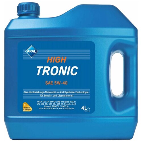 Синтетическое моторное масло ARAL High Tronic SAE 5W-40, 4 л