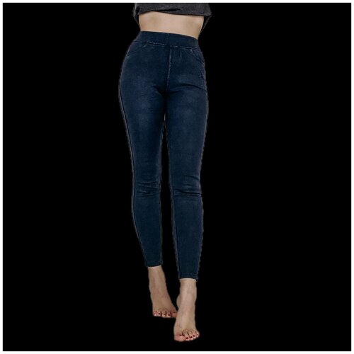 Джегинсы / джинсы BUN синие, облегающие, скинни, с утеплением из флиса, размер 42