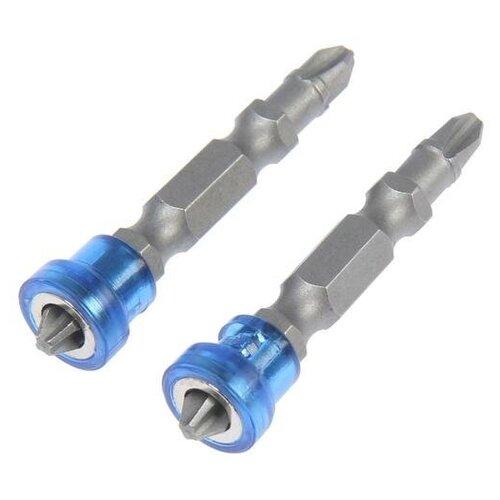 Биты двухсторонние тундра сталь S2 круглый магнит-ограничитель PH2 х 50 мм 2 шт 341₽