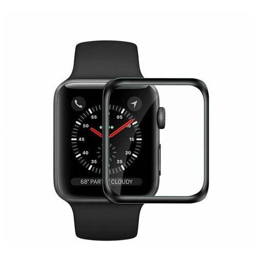 Противоударное стекло 3D для Apple Watch S1 (38 мм) Watch S2 (38 мм) Watch S3 (38 мм) (полное покрытие) черный