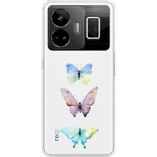 Силиконовый чехол на Realme GT3 / Реалми GT3 Акварельные бабочки, прозрачный силиконовый чехол на realme gt3 реалми gt3 ветка с листочками и цветами прозрачный