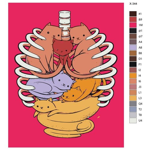 Картина по номерам X-344 Кошки в ребраx 70x90 картина по номерам x 308 котенок в кровати 70x90