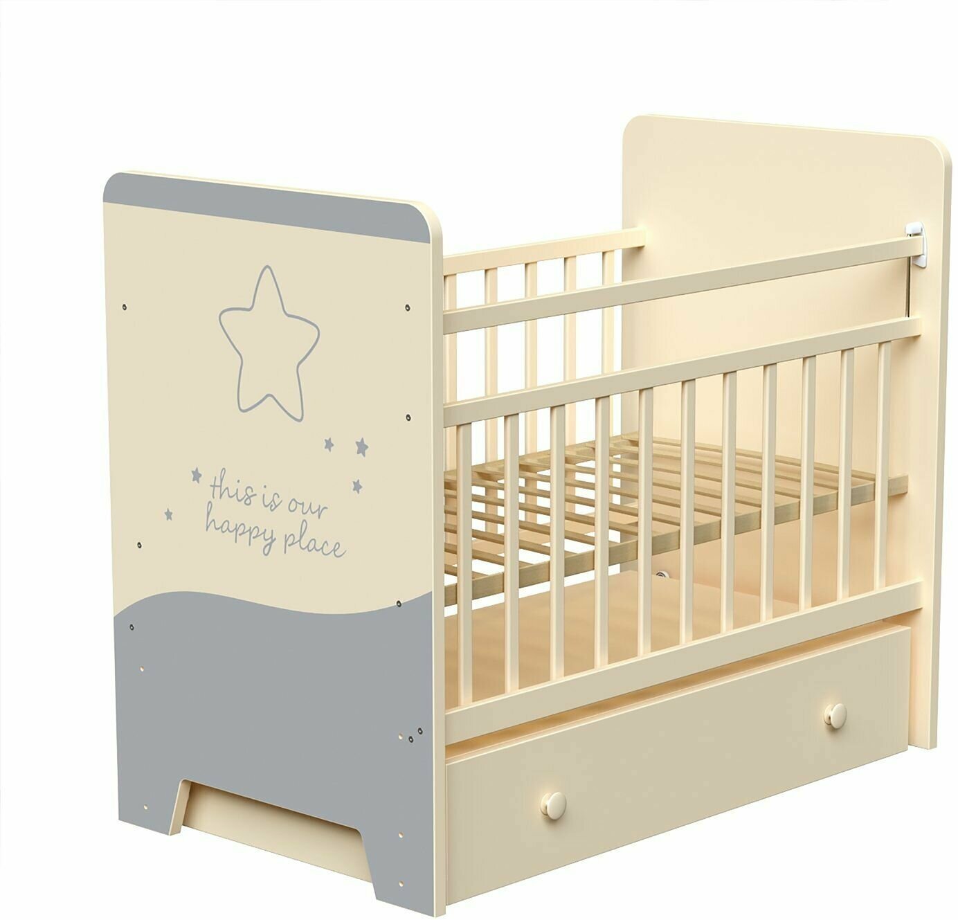 Кровать детская ВДК Cosmic, маятник, ящик, слоновая кость